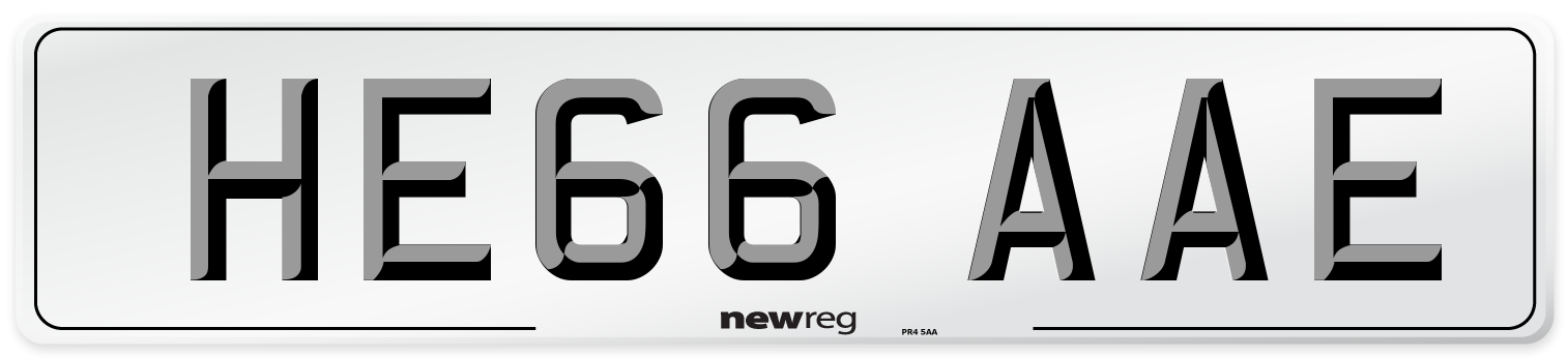 HE66 AAE Number Plate from New Reg